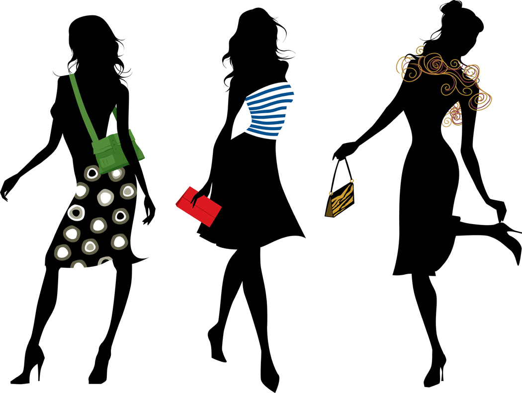 A Silhouettes Of Women In Different Dresses