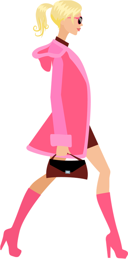 A Cartoon Of A Woman In Pink