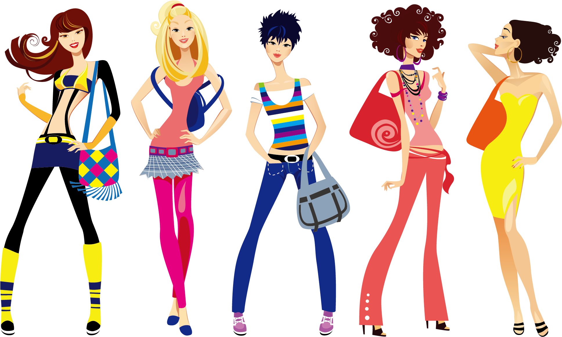 A Group Of Women In Different Outfits
