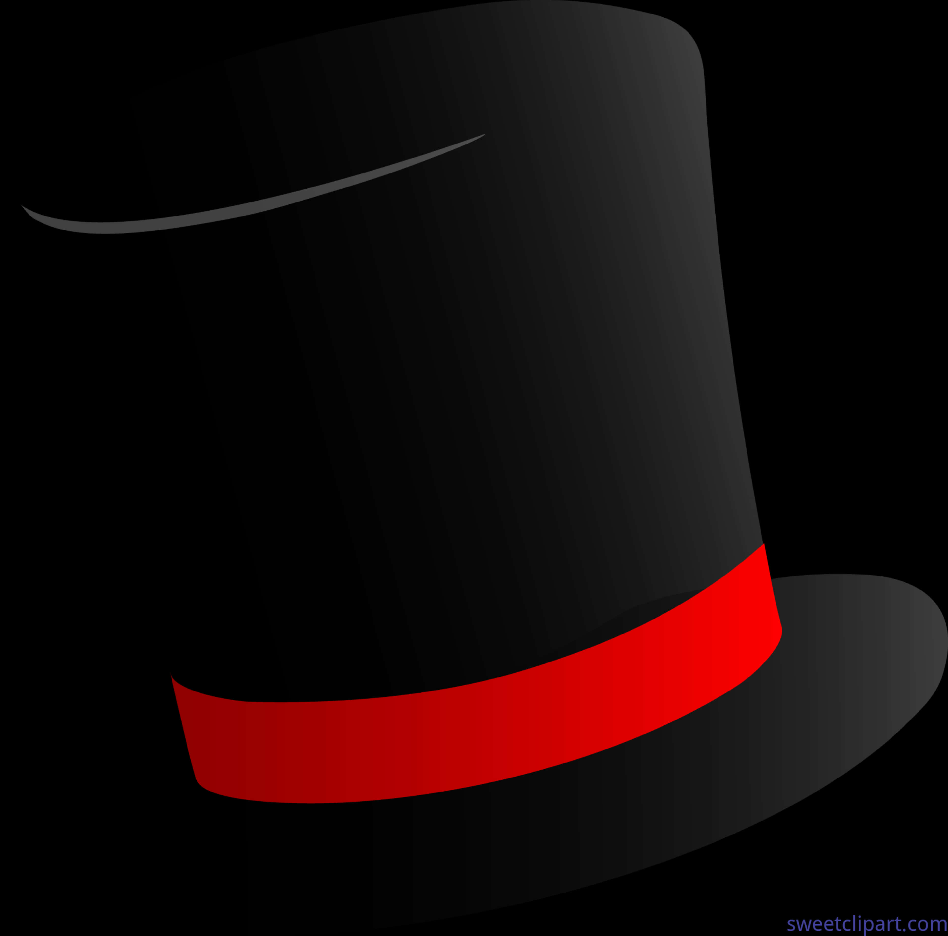 A Black Top Hat With A Red Ribbon