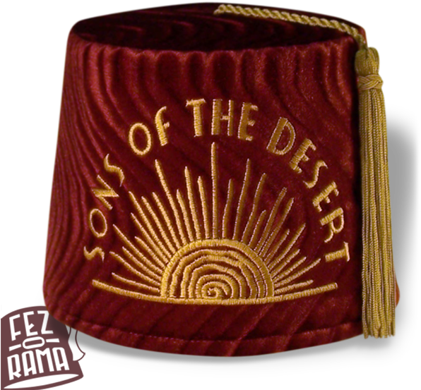 A Red And Gold Fez Hat With A Tassel