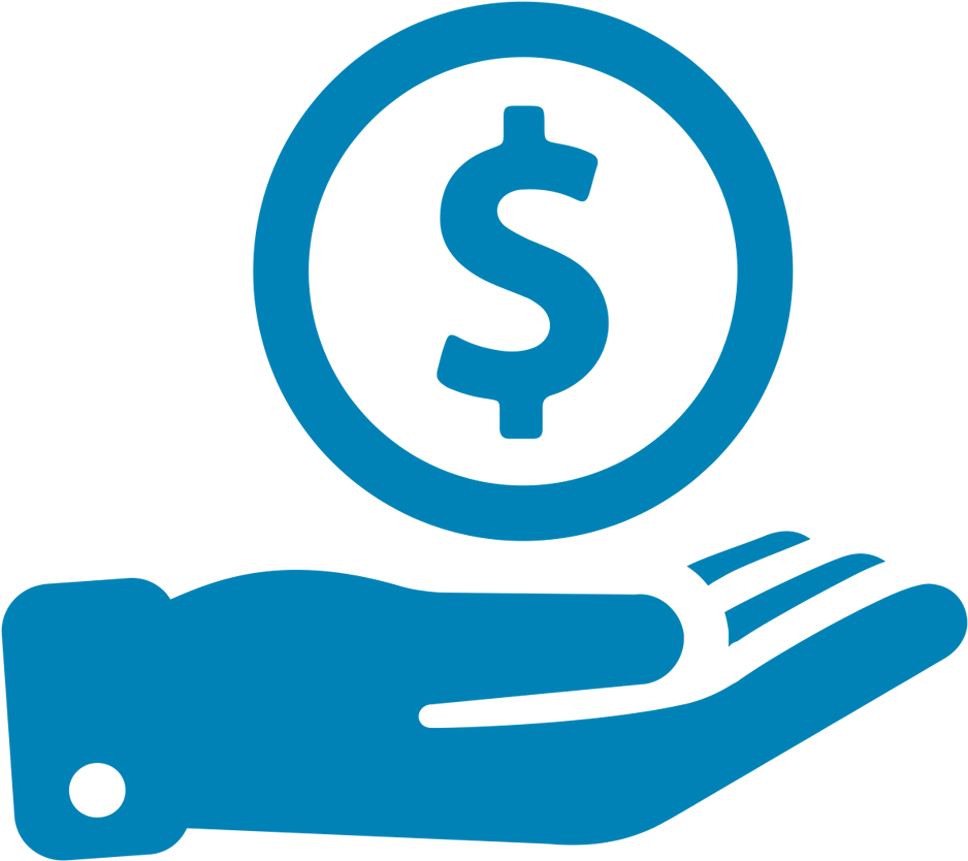 A Blue Hand Holding A Coin