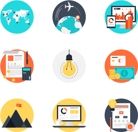 A Collection Of Icons Of Various Business Items