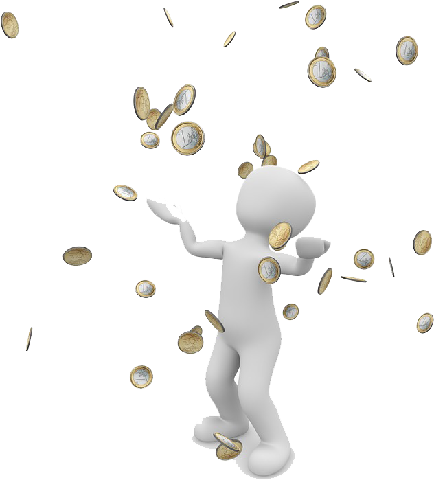A White Figure With Gold Coins Falling
