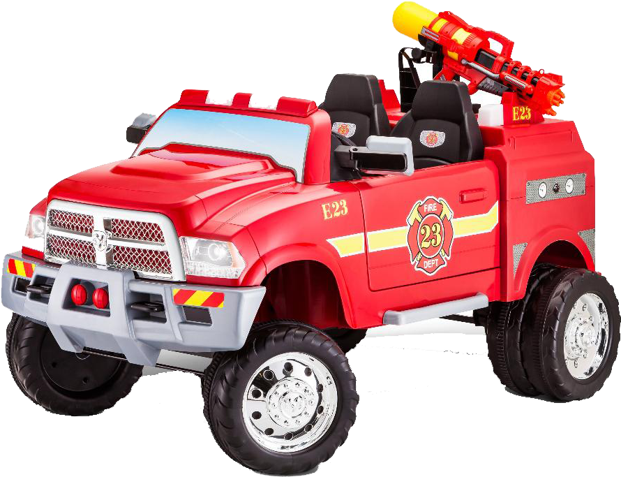 A Red Toy Truck With A Gun
