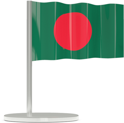 A Green And Red Flag On A White Stand