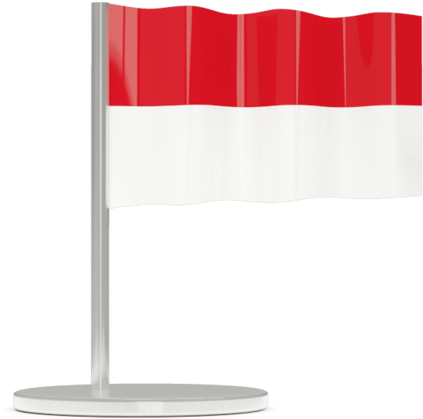 A Red And White Flag On A Stand