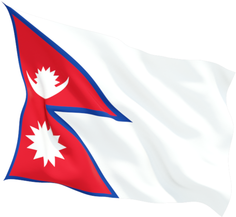 A Flag With A Red And White Triangle And A White Triangle With A Red And Blue Triangle And White Flower On It