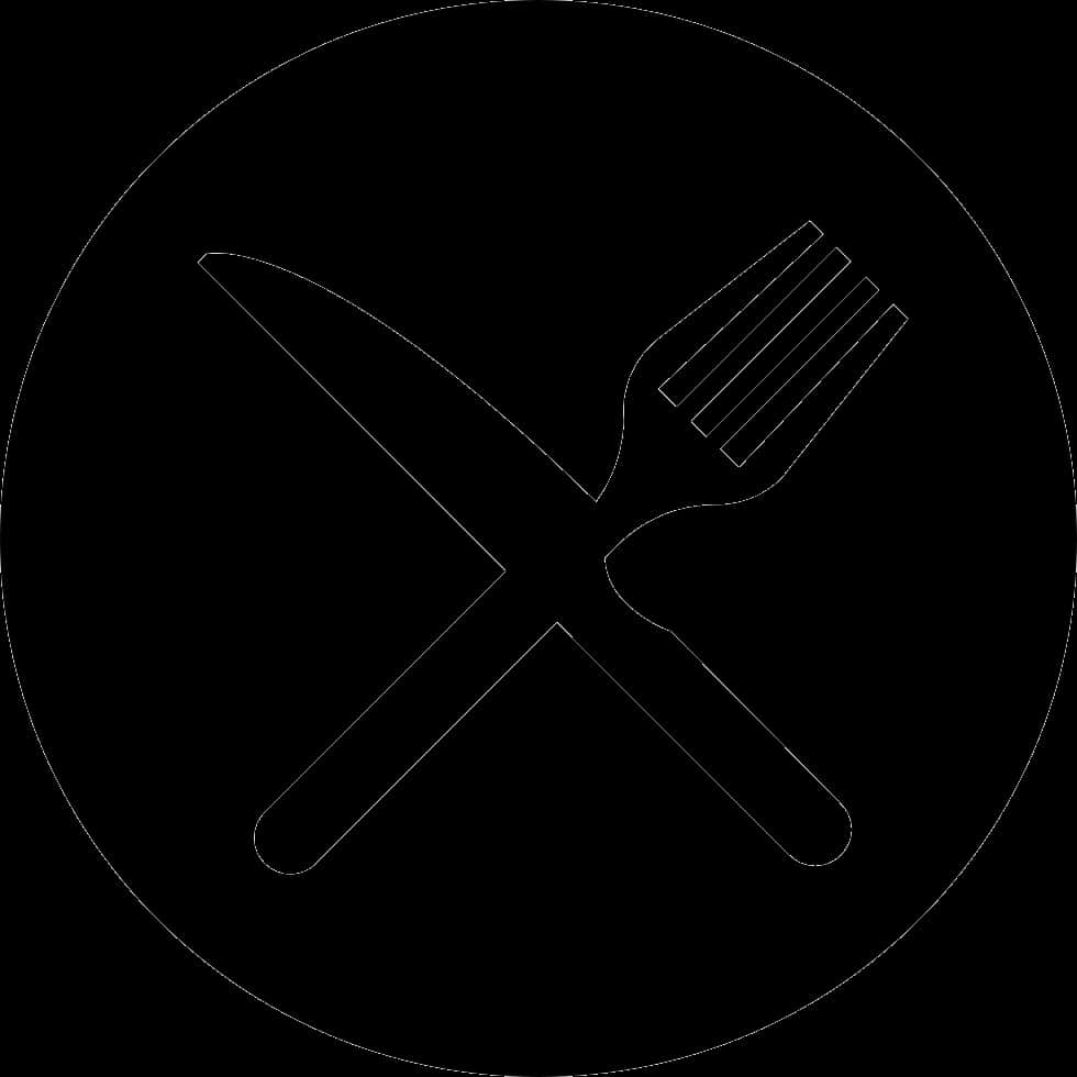 A Fork And Knife In A Black Circle