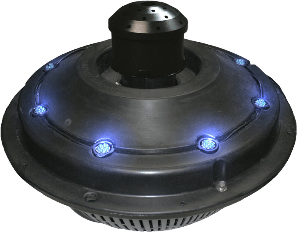 A Black Round Object With Blue Lights