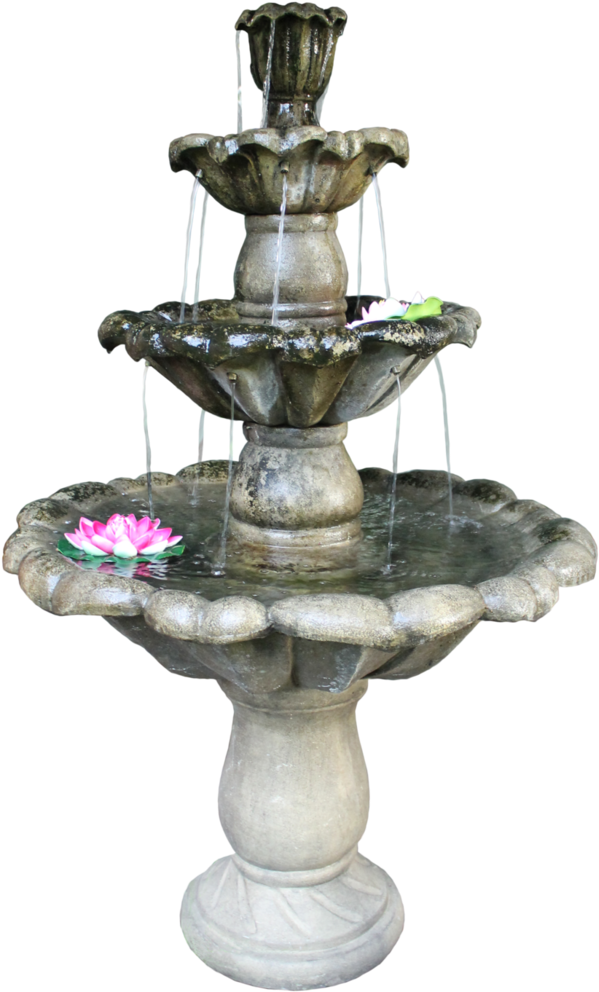 A Water Fountain With Flowers On It