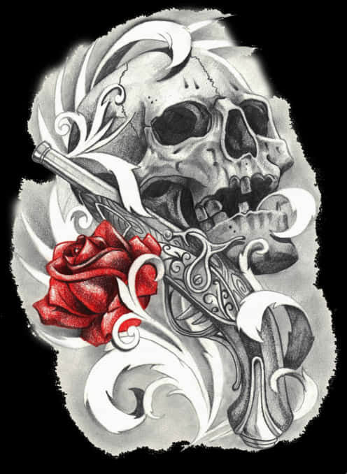 A Skull And A Rose Tattoo
