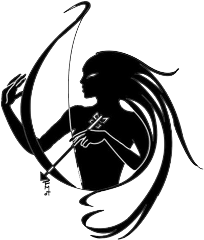 A Black And White Drawing Of A Person Holding A Bow And Arrow