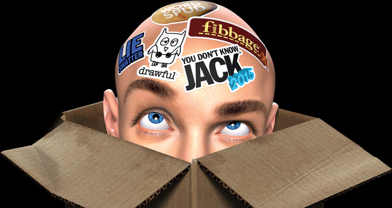 A Bald Head With Stickers On It