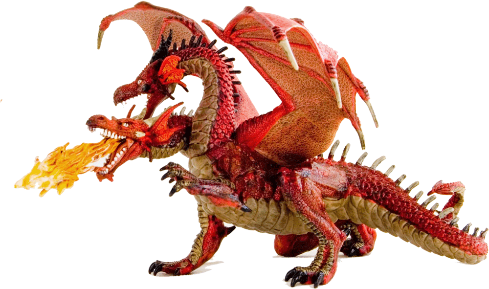 A Red Dragon With Wings And Mouth Open