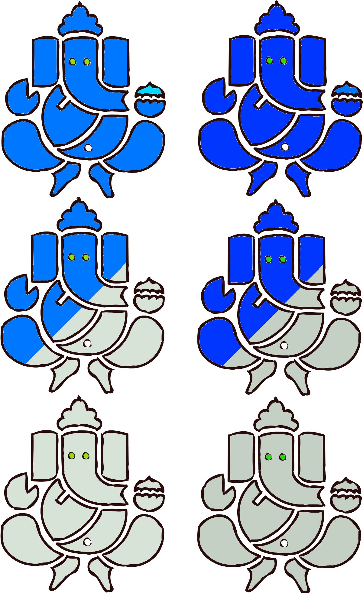 A Group Of Blue And White Ganesha Symbols