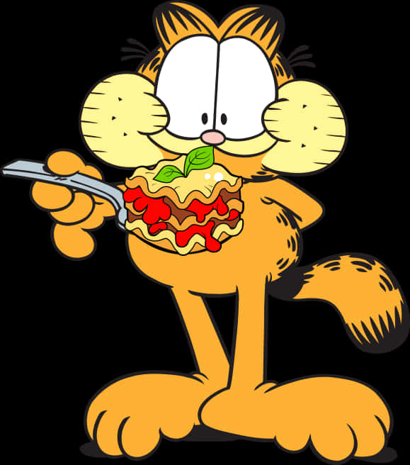 Garfield Eating Lasagna