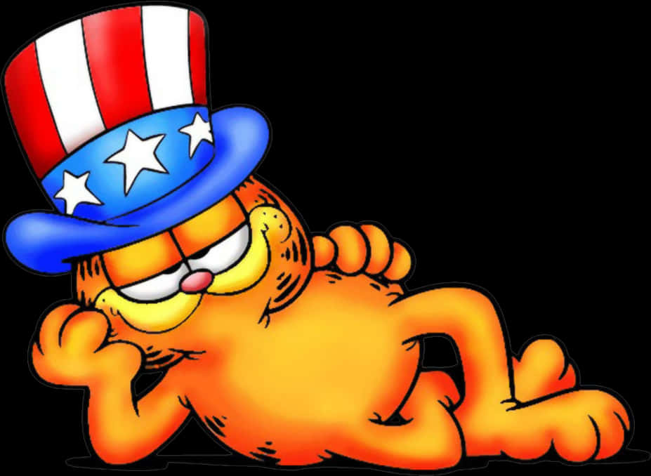 Garfield Wearing An American Hat