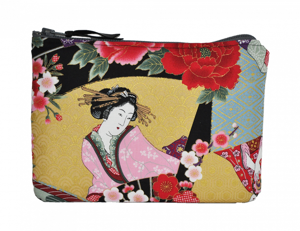 A Colorful Fabric Bag With A Woman In A Fan