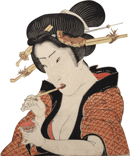 A Woman With A Bowl And Chopsticks