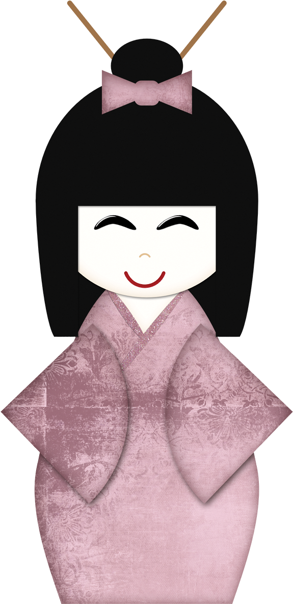 A Cartoon Of A Woman Wearing A Pink Kimono