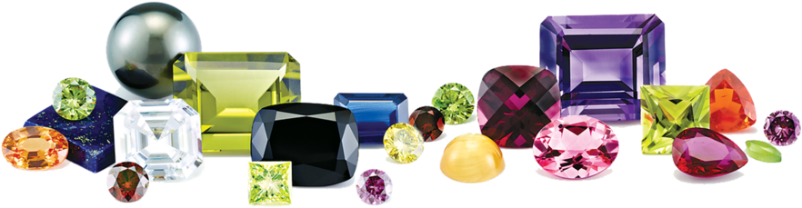 A Group Of Gemstones On A Black Background