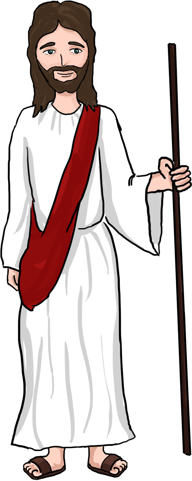 A Cartoon Of A Man Wearing A White Robe And A Red Scarf