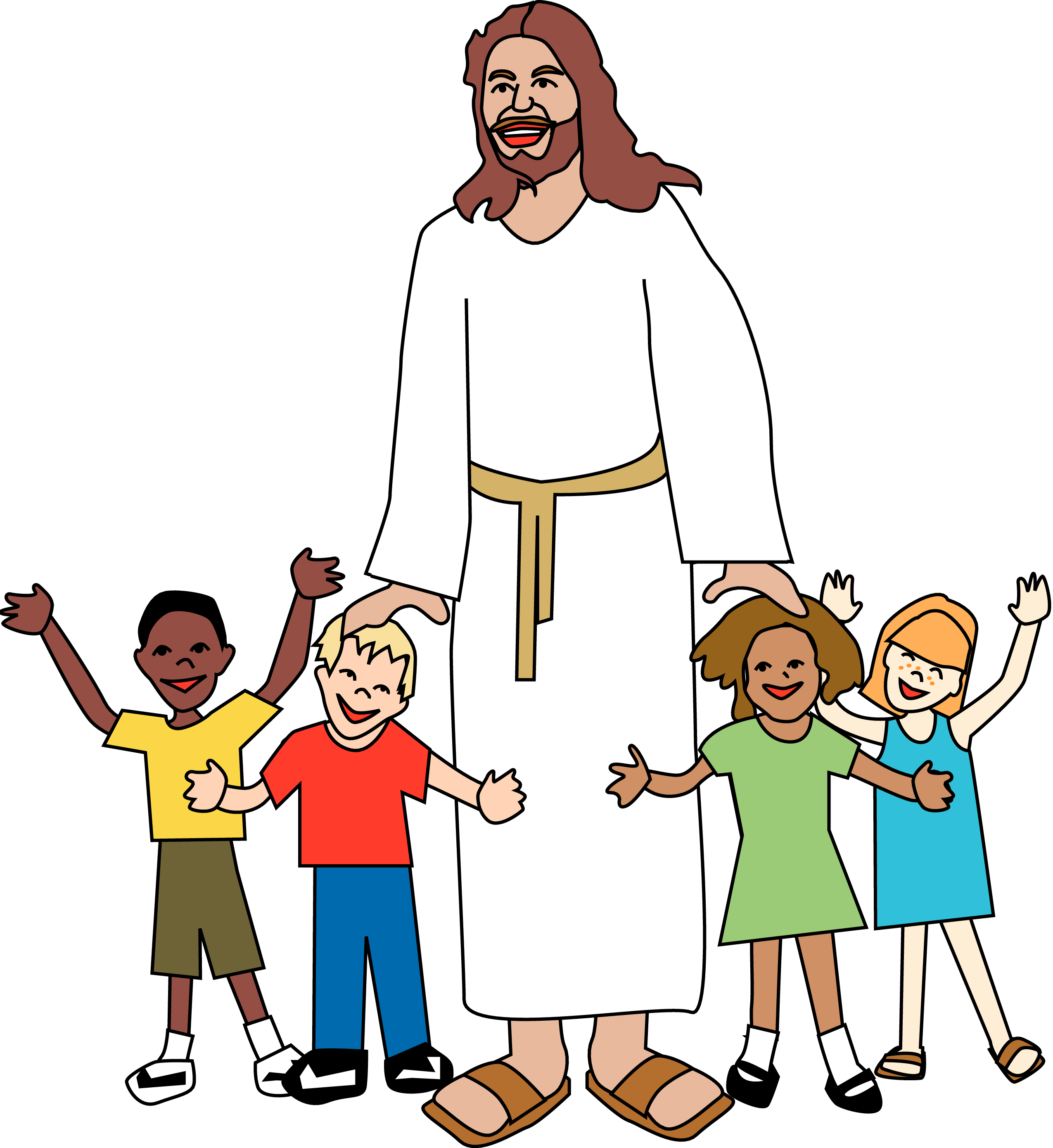 A Cartoon Of A Man With Children
