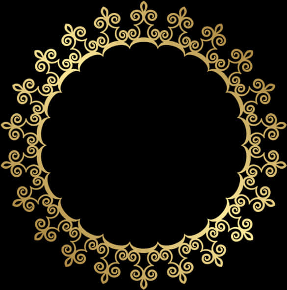 A Gold Circular Design On A Black Background