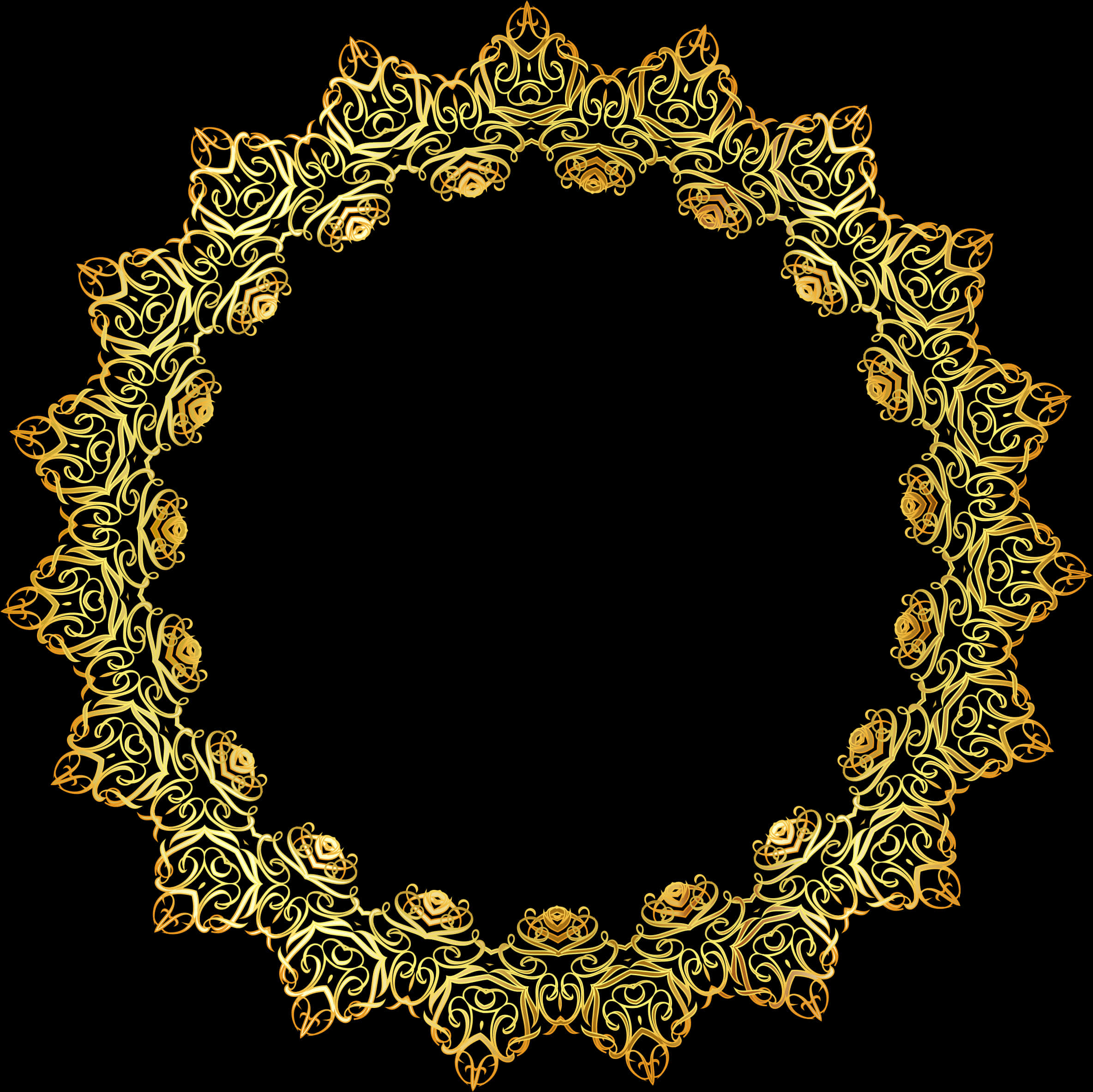 A Gold Circular Pattern On A Black Background