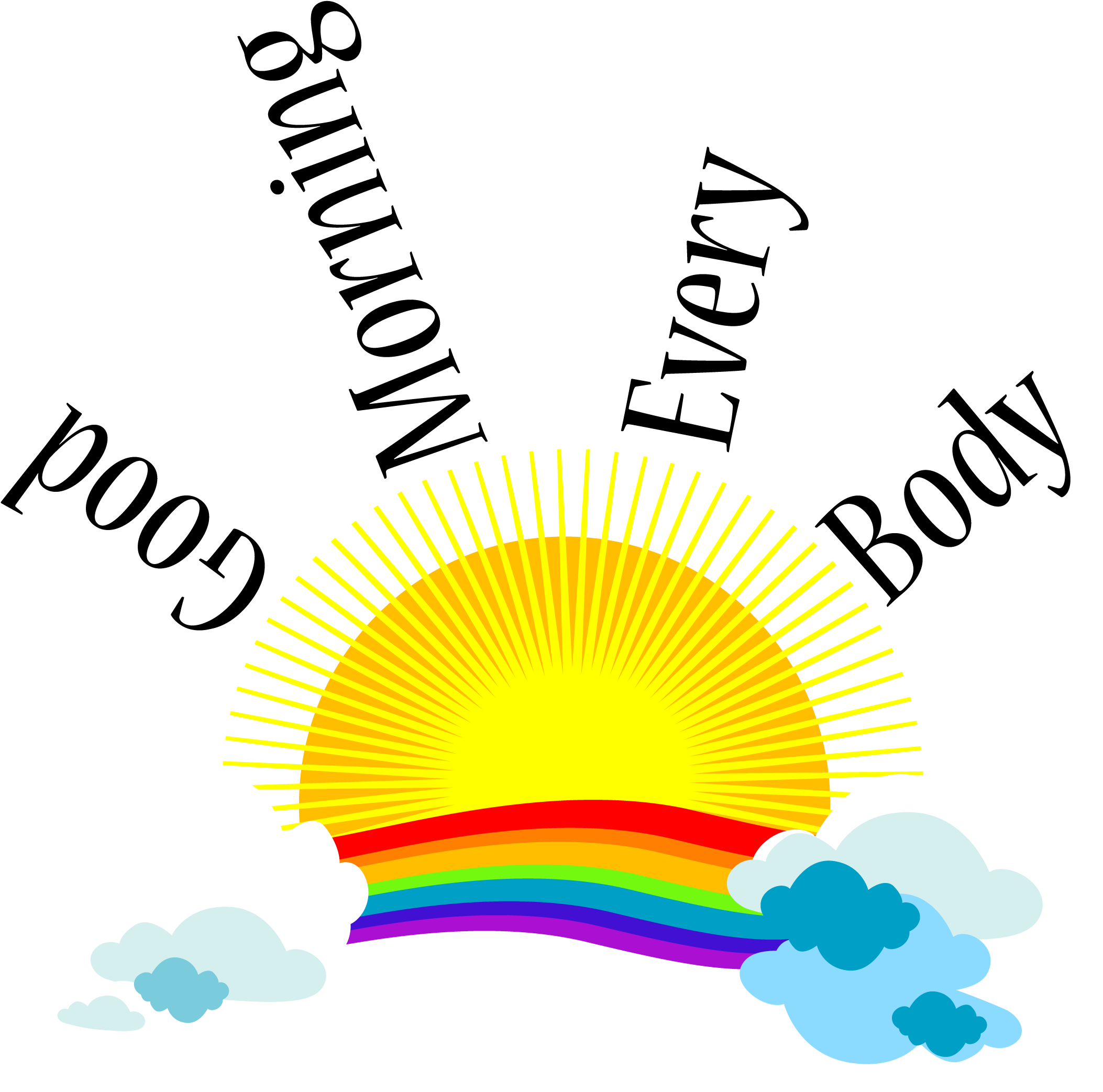 A Sun And Clouds With A Rainbow