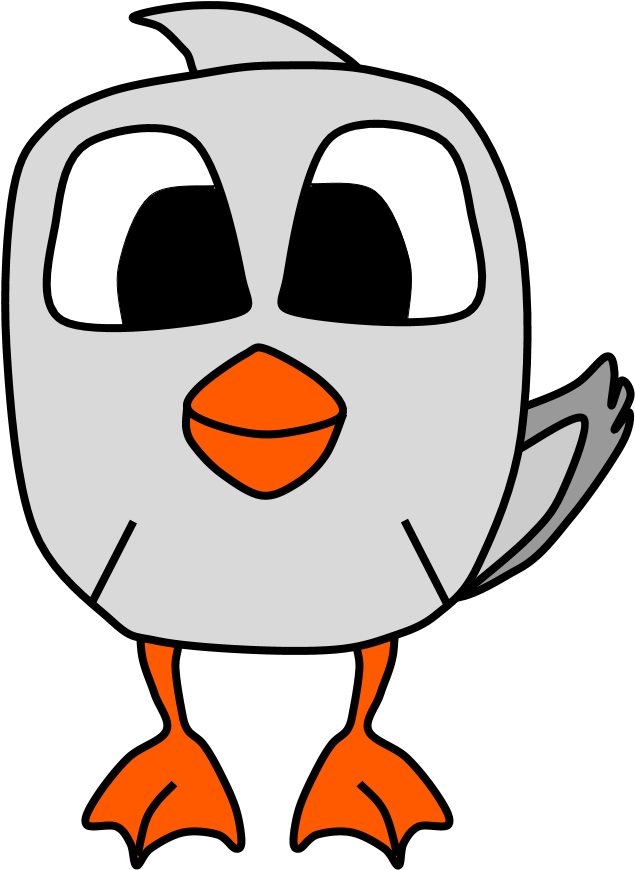 A Cartoon Bird With Orange Beak And Black Background