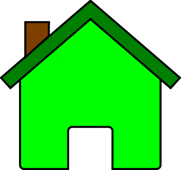 A Green House With A Brown Chimney