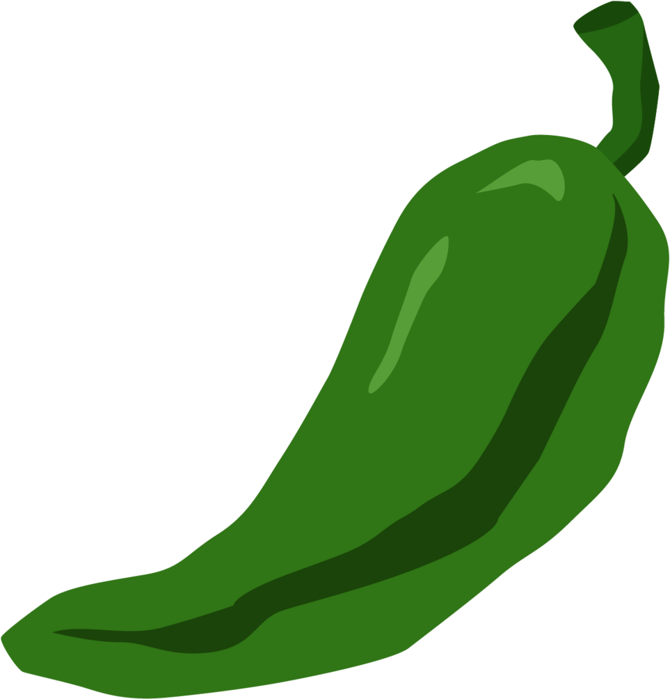 A Green Pepper On A Black Background