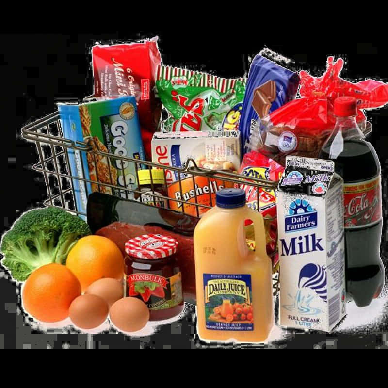 A Shopping Cart Full Of Groceries