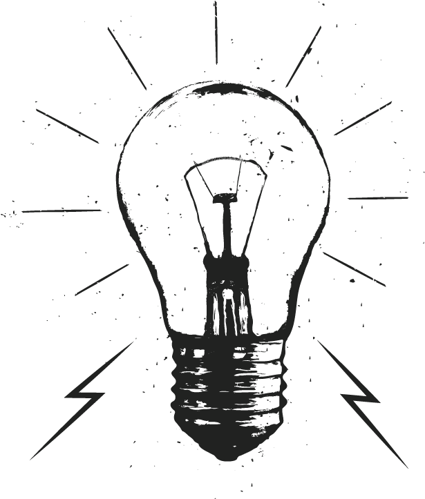 A Light Bulb With Lines And Lightning