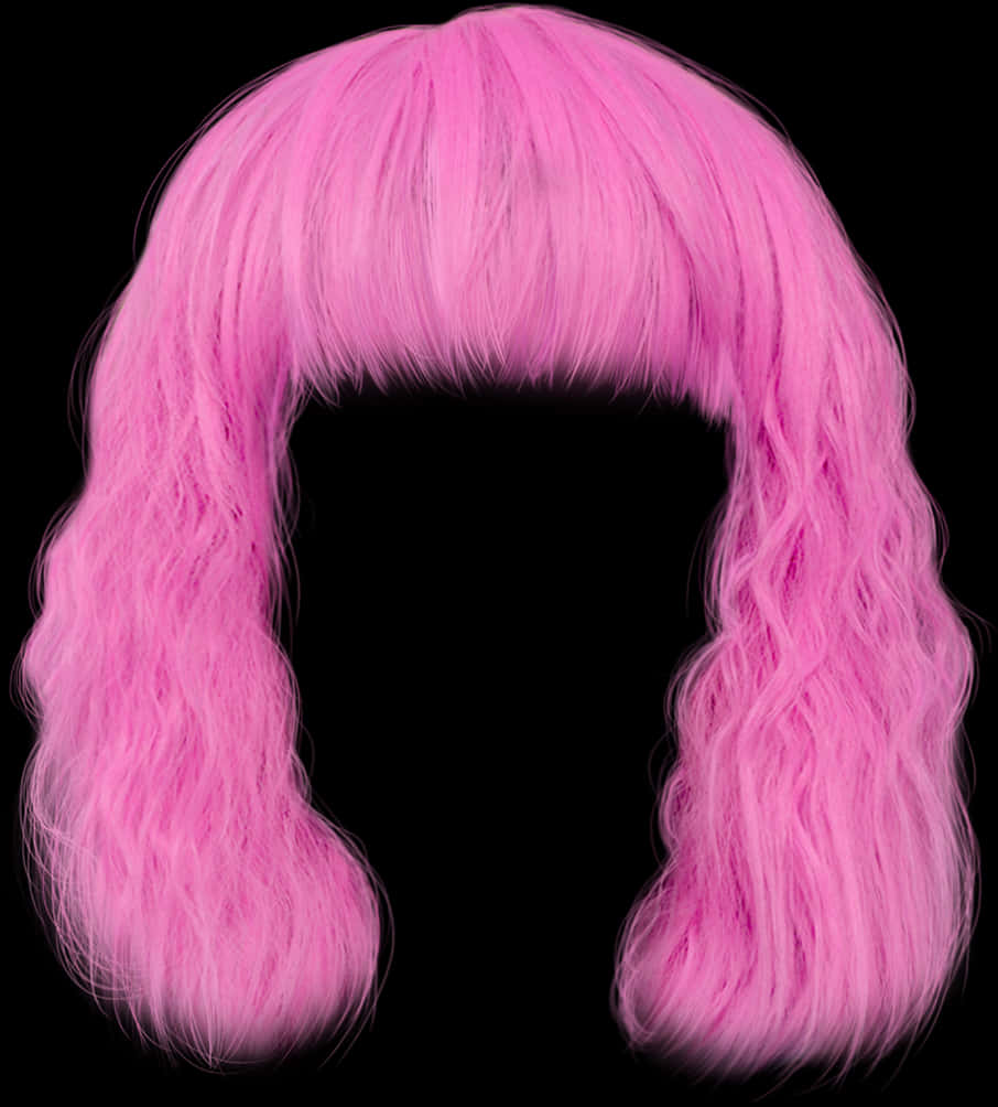 A Pink Wig With A Black Background