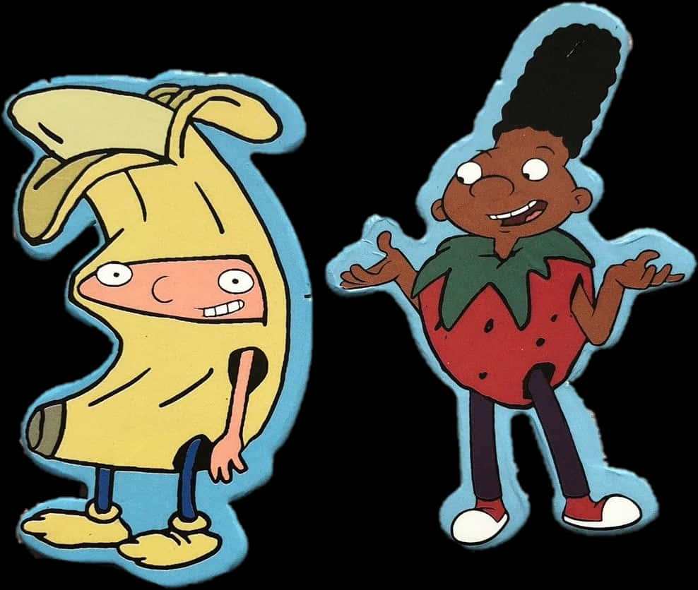 Cartoon Characters On A Black Background
