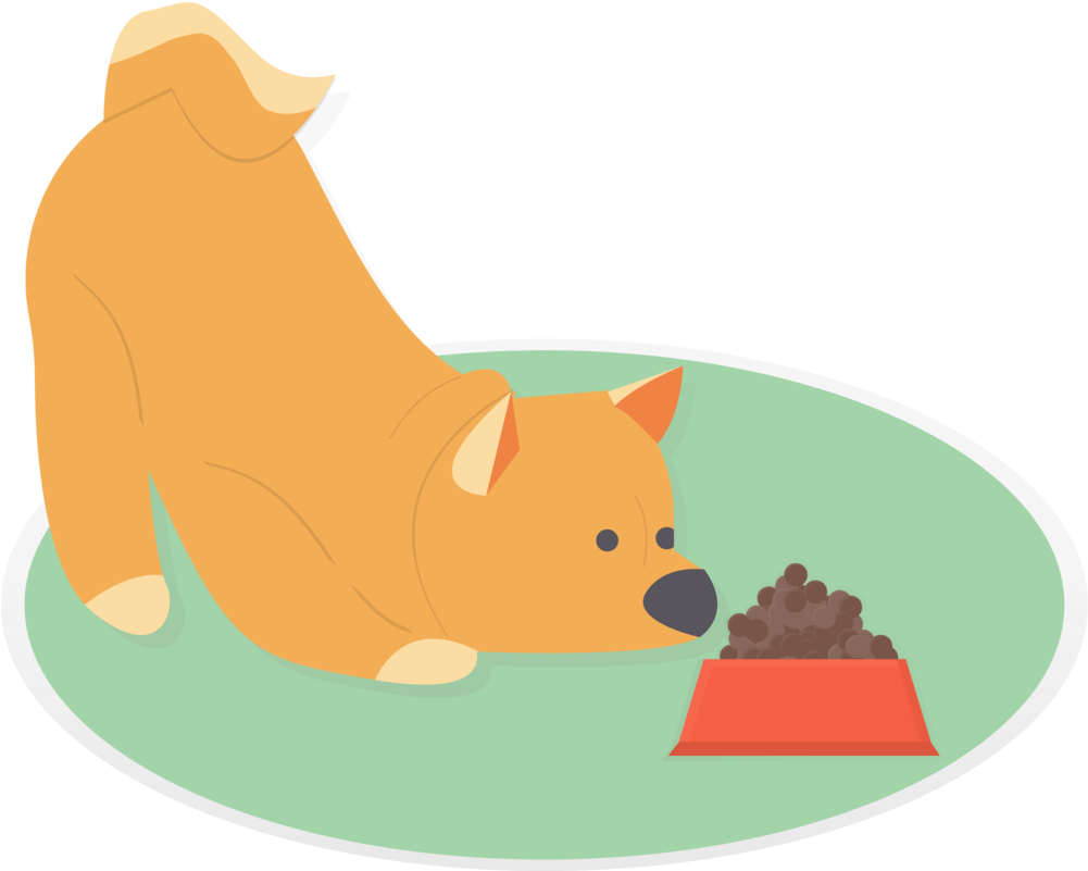 A Cartoon Of A Dog Lying On A Plate Eating Food