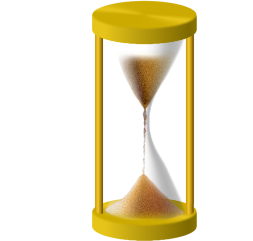 A Yellow Hourglass With Sand Running Down