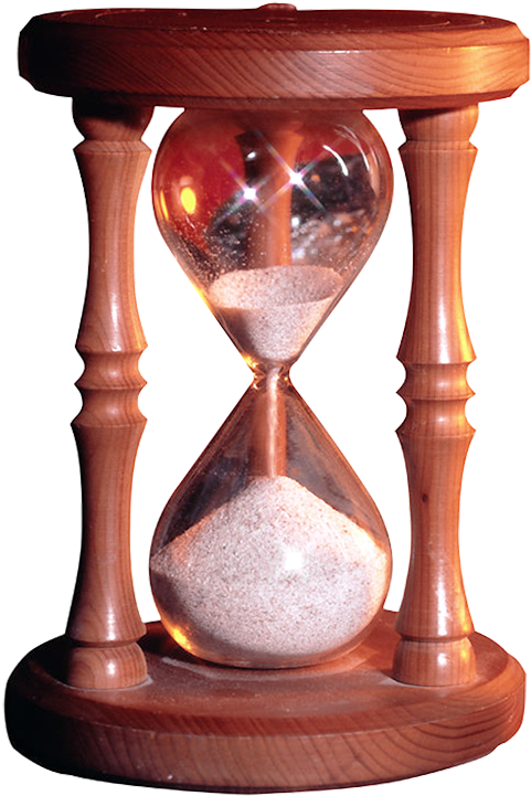 A Sand Clock With Wooden Legs