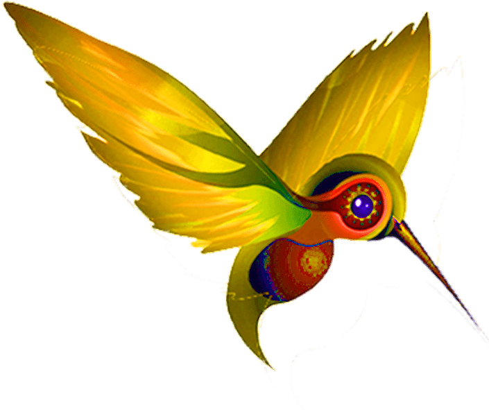 A Yellow Bird With A Red And Blue Eye