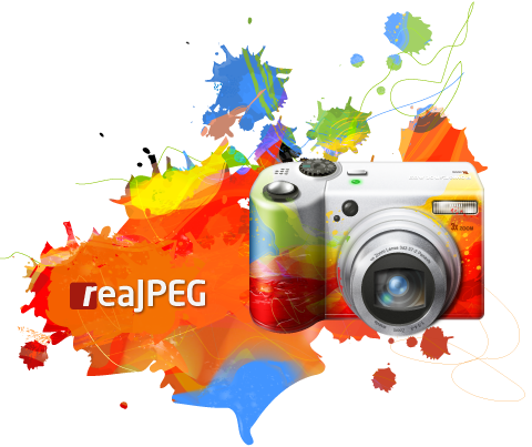 A Camera With Colorful Paint Splashes
