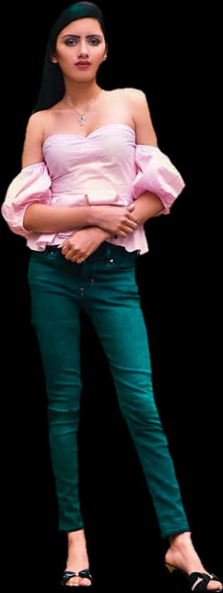 A Woman In A Pink Shirt