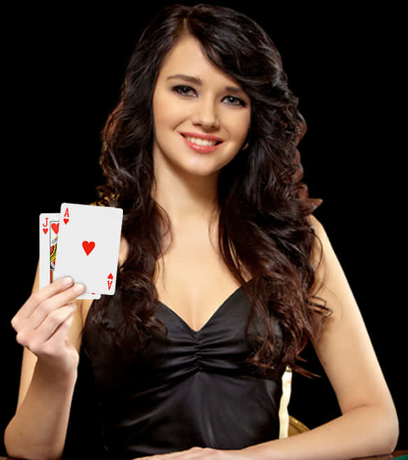 A Woman Holding Playing Cards