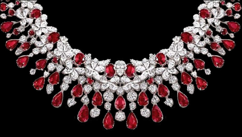 A Necklace With Red And White Stones