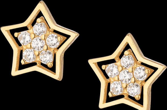 A Pair Of Gold Stars With Diamonds