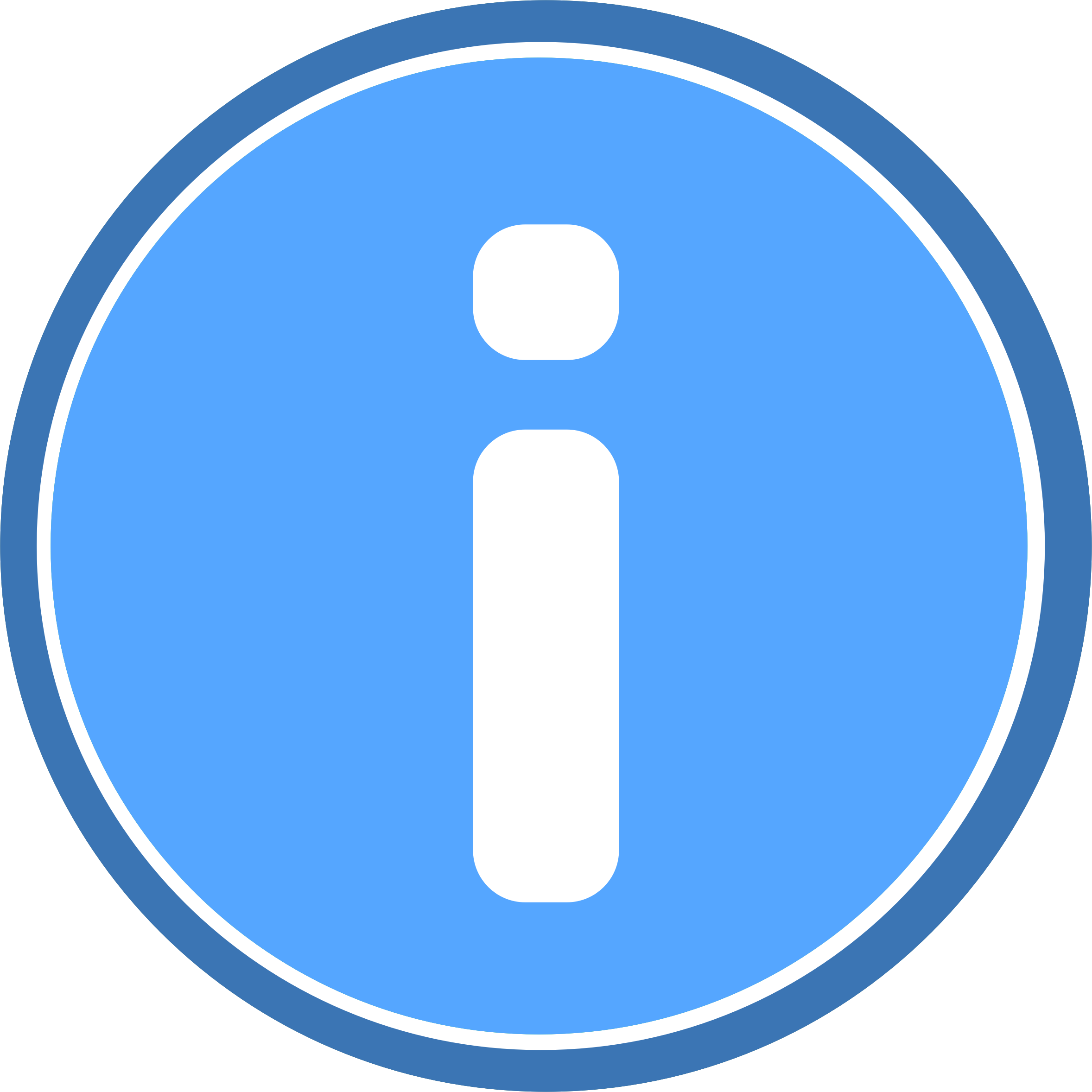 A Blue Circle With A White Letter I In It