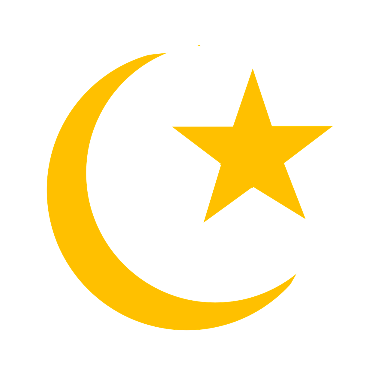 A Yellow Crescent Moon And Star