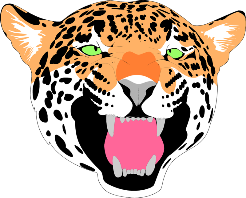 A Cartoon Of A Leopard With Its Mouth Open